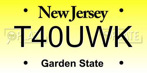 T40UWK New Jersey License Plate