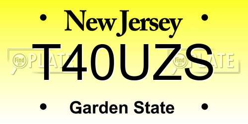 T40UZS New Jersey License Plate