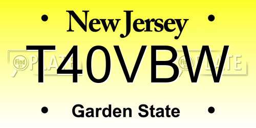 T40VBW New Jersey License Plate