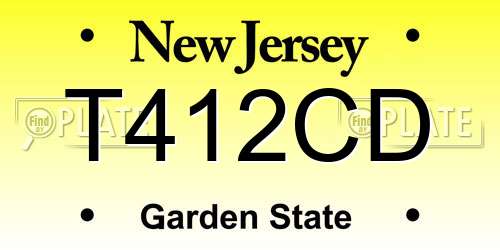 T412CD New Jersey License Plate