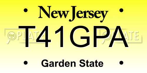 T41GPA New Jersey License Plate