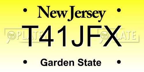 T41JFX New Jersey License Plate