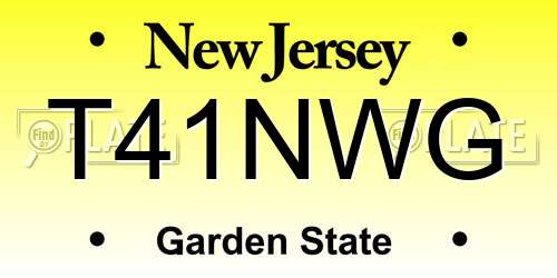 T41NWG New Jersey License Plate