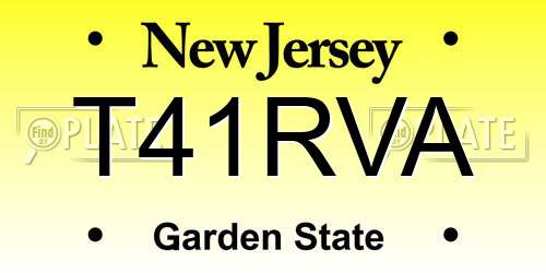 T41RVA New Jersey License Plate