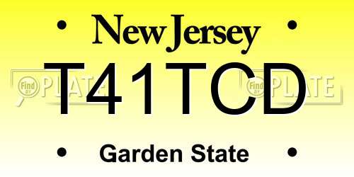 T41TCD New Jersey License Plate