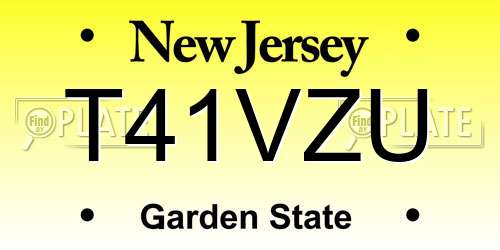 T41VZU New Jersey License Plate