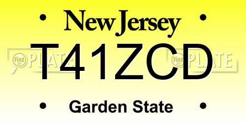 T41ZCD New Jersey License Plate
