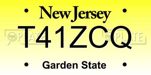 T41ZCQ New Jersey License Plate