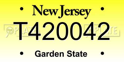 T420042 New Jersey License Plate