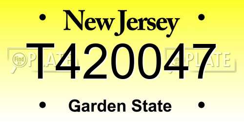 T420047 New Jersey License Plate