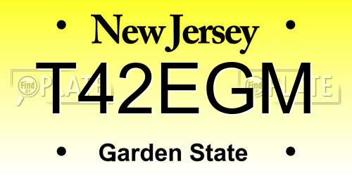T42EGM New Jersey License Plate