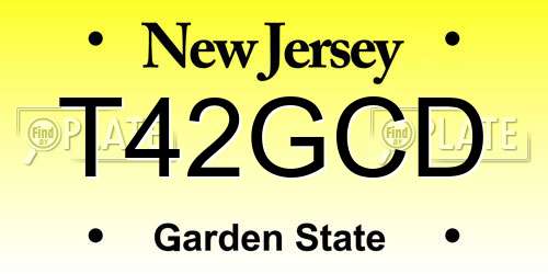 T42GCD New Jersey License Plate