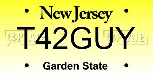 T42GUY New Jersey License Plate