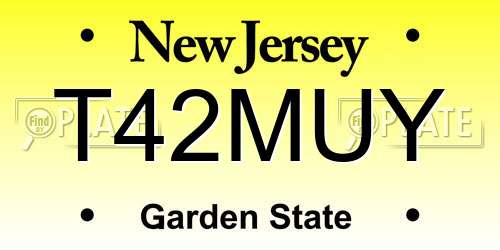 T42MUY New Jersey License Plate