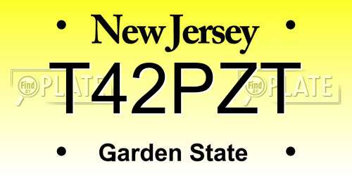T42PZT New Jersey License Plate