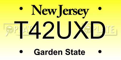 T42UXD New Jersey License Plate