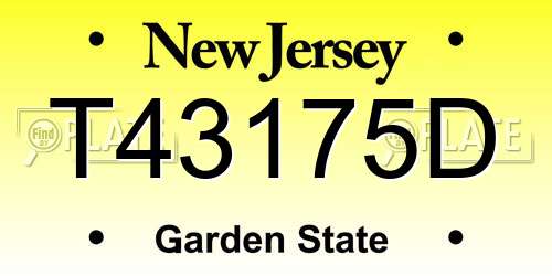 T43175D New Jersey License Plate