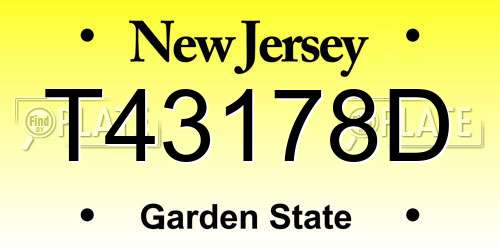 T43178D New Jersey License Plate