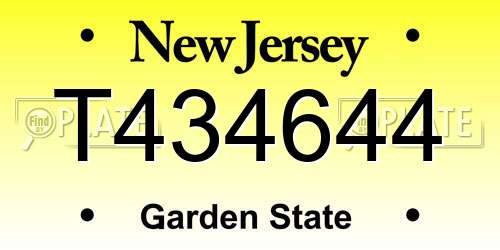 T434644 New Jersey License Plate