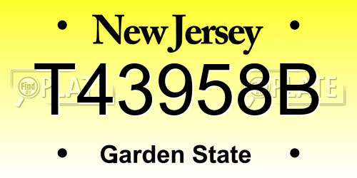 T43958B New Jersey License Plate