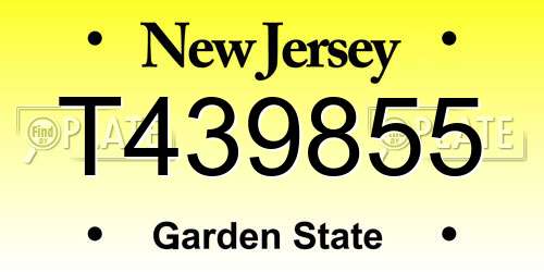 T439855 New Jersey License Plate