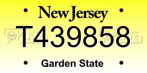 T439858 New Jersey License Plate