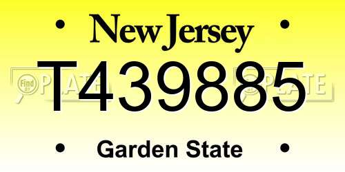 T439885 New Jersey License Plate