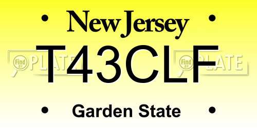 T43CLF New Jersey License Plate