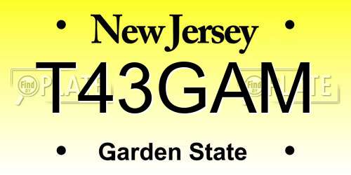T43GAM New Jersey License Plate