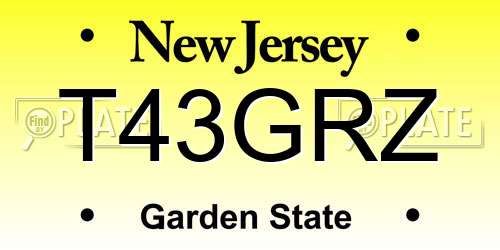 T43GRZ New Jersey License Plate