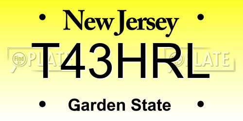 T43HRL New Jersey License Plate