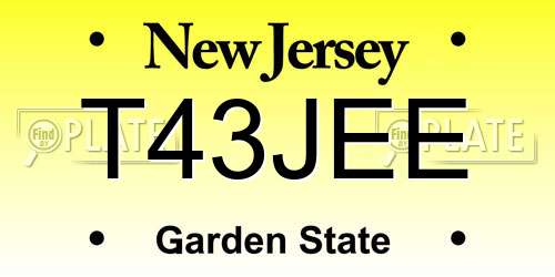 T43JEE New Jersey License Plate