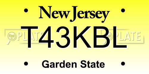 T43KBL New Jersey License Plate