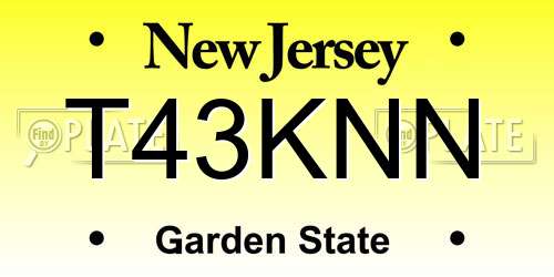 T43KNN New Jersey License Plate