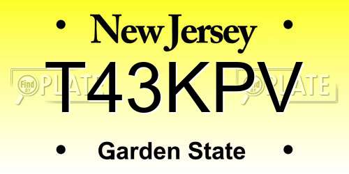 T43KPV New Jersey License Plate