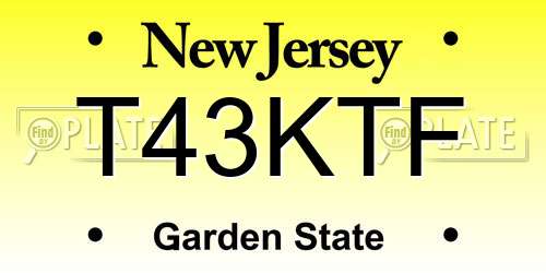 T43KTF New Jersey License Plate