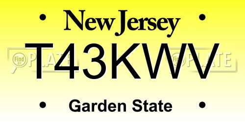 T43KWV New Jersey License Plate