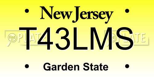 T43LMS New Jersey License Plate