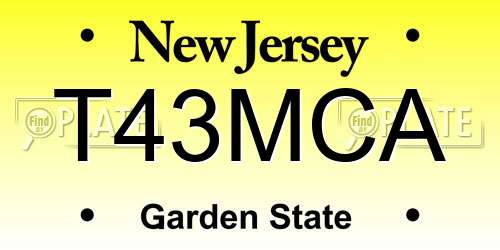 T43MCA New Jersey License Plate
