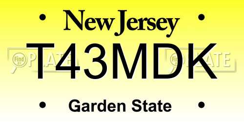 T43MDK New Jersey License Plate