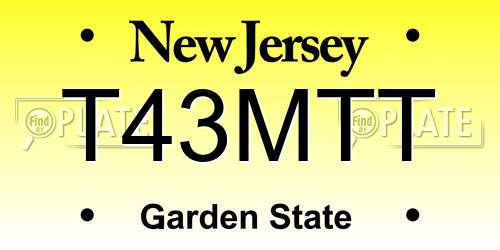 T43MTT New Jersey License Plate
