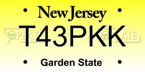 T43PKK New Jersey License Plate