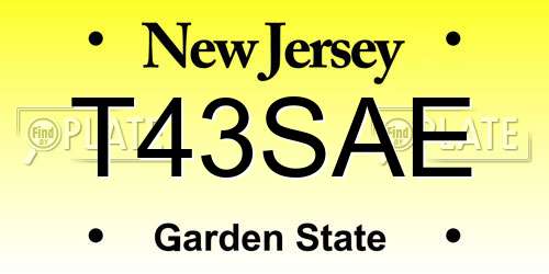 T43SAE New Jersey License Plate