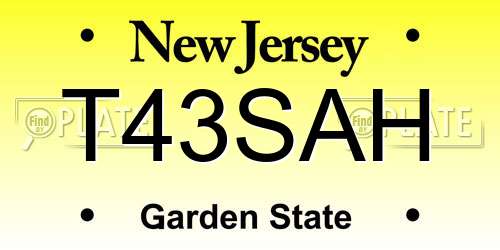 T43SAH New Jersey License Plate