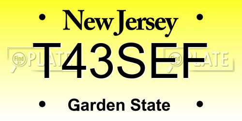 T43SEF New Jersey License Plate