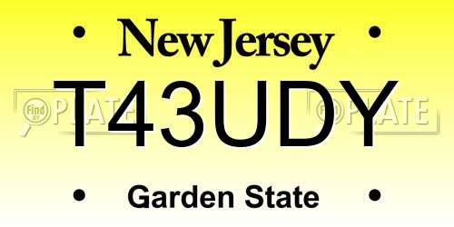 T43UDY New Jersey License Plate
