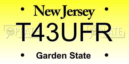 T43UFR New Jersey License Plate