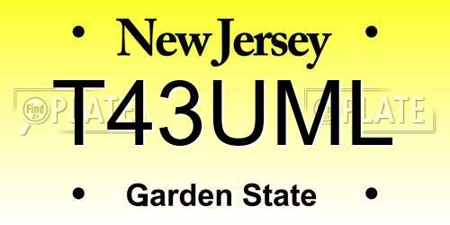 T43UML New Jersey License Plate