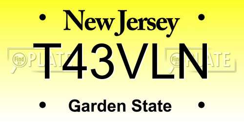 T43VLN New Jersey License Plate