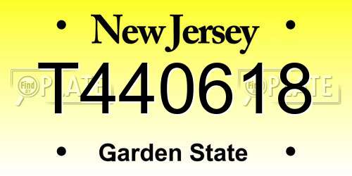 T440618 New Jersey License Plate